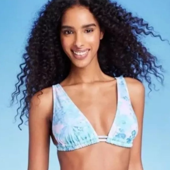 Shade & Shore Adjustable Coverage Floral and Blue Bikini- Large - Picture 3 of 5